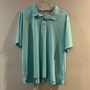 Columbia PFG Men's Aqua and Orange Polo Shirt XXL